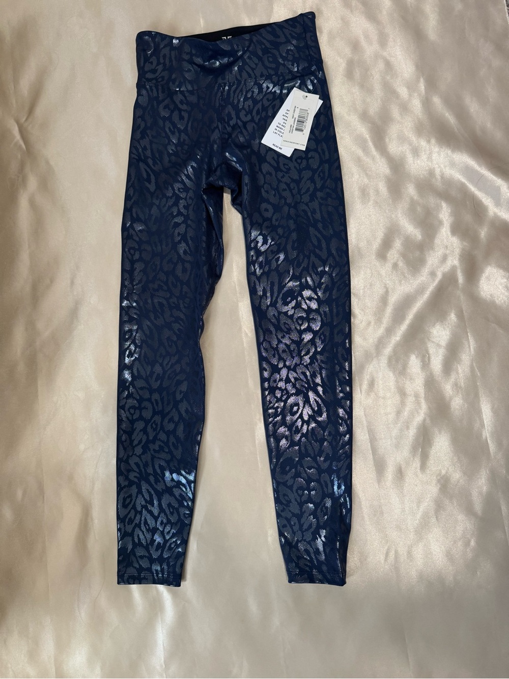 Heroine Sport Navy Shiny Leopard-Print Leggings